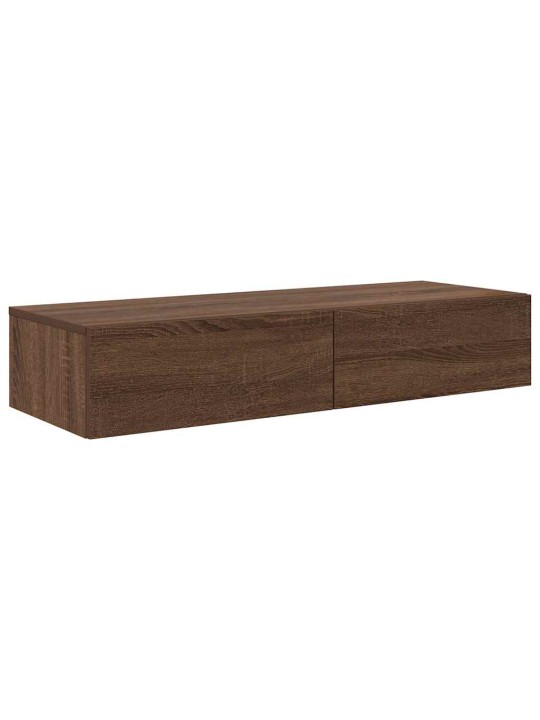 Seinähylly laatikoilla ruskea tammi 100x36x19 cm tekninen puu