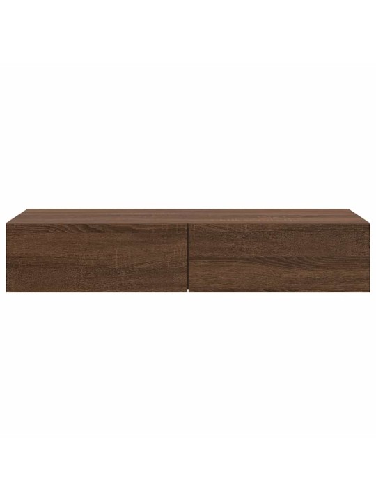 Seinähylly laatikoilla ruskea tammi 100x36x19 cm tekninen puu
