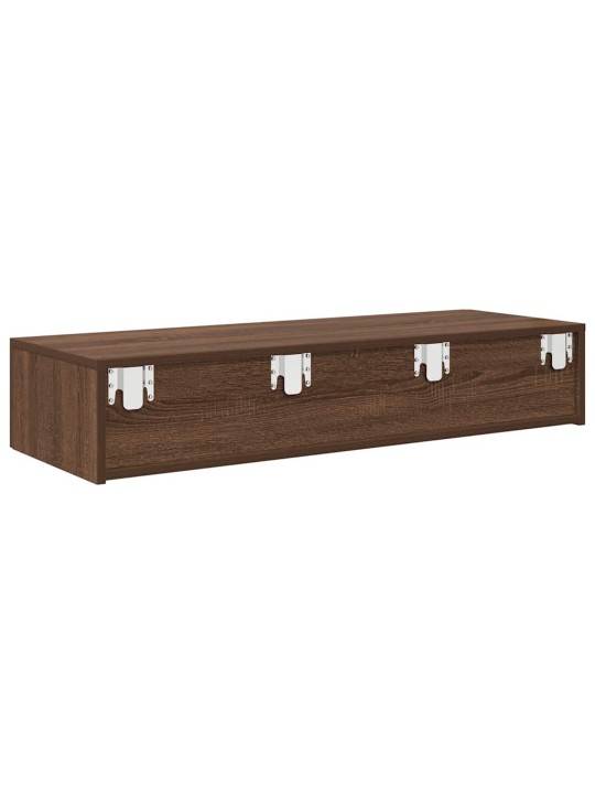 Seinähylly laatikoilla ruskea tammi 100x36x19 cm tekninen puu