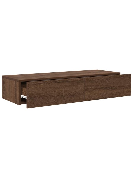 Seinähylly laatikoilla ruskea tammi 100x36x19 cm tekninen puu