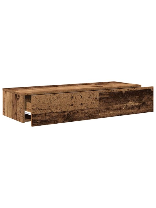 Seinähylly laatikoilla vanha puu 100x36x19 cm tekninen puu