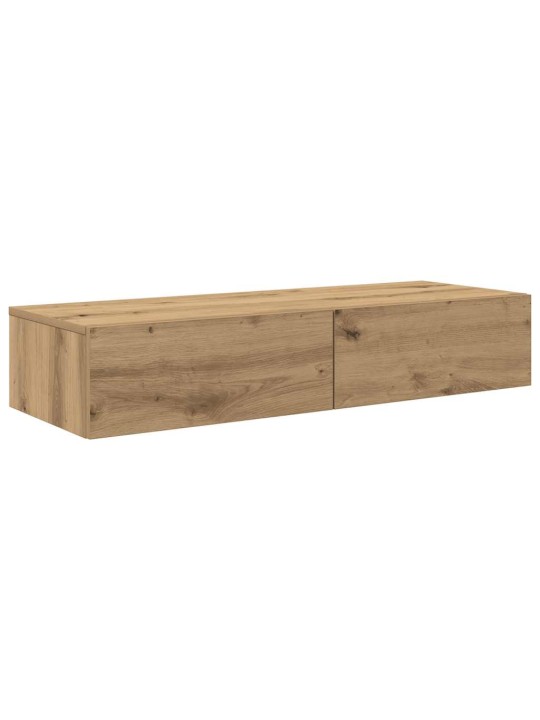 Seinähylly laatikoilla artesaani tammi 100x36x19cm tekninen puu