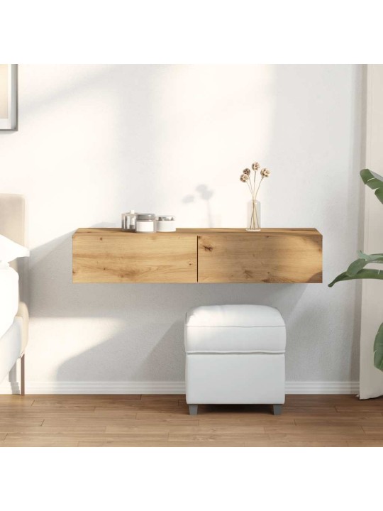 Seinähylly laatikoilla artesaani tammi 100x36x19cm tekninen puu