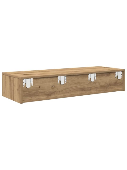 Seinähylly laatikoilla artesaani tammi 100x36x19cm tekninen puu