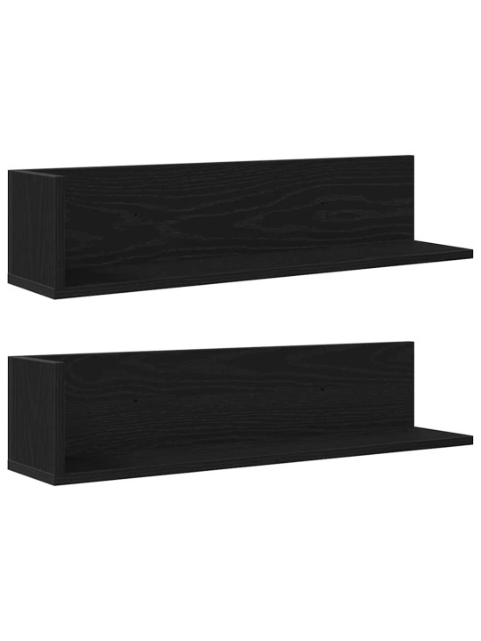 Seinähyllyt 2 kpl musta 75x16,5x16,5 cm lastulevy