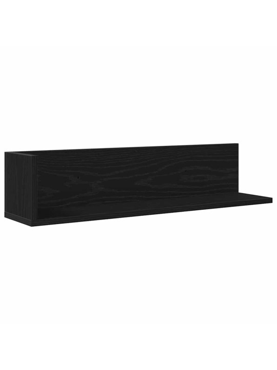 Seinähyllyt 2 kpl musta 75x16,5x16,5 cm lastulevy