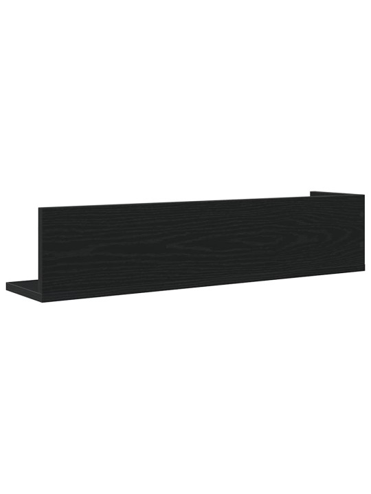 Seinähyllyt 2 kpl musta 75x16,5x16,5 cm lastulevy
