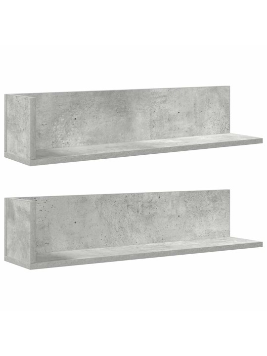 Seinähyllyt 2 kpl betoninharmaa 75x16,5x16,5 cm teknillinen puu