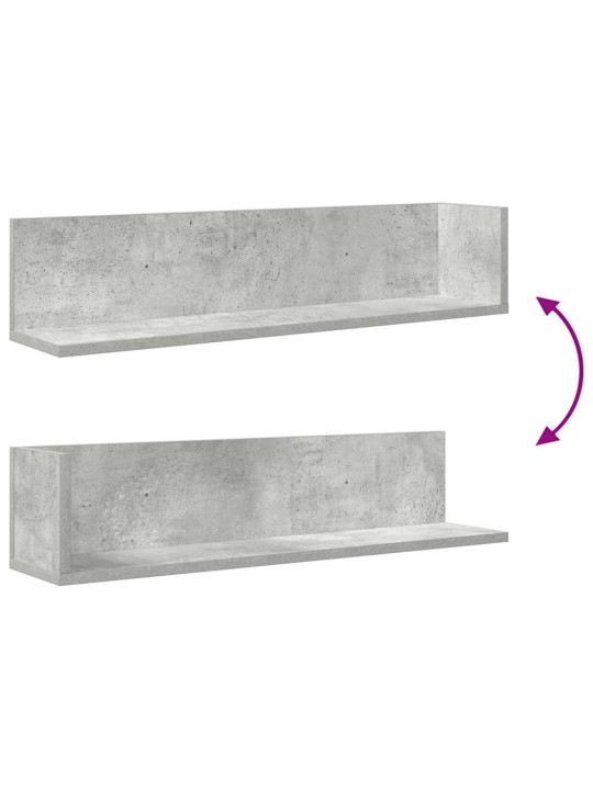 Seinähyllyt 2 kpl betoninharmaa 75x16,5x16,5 cm teknillinen puu