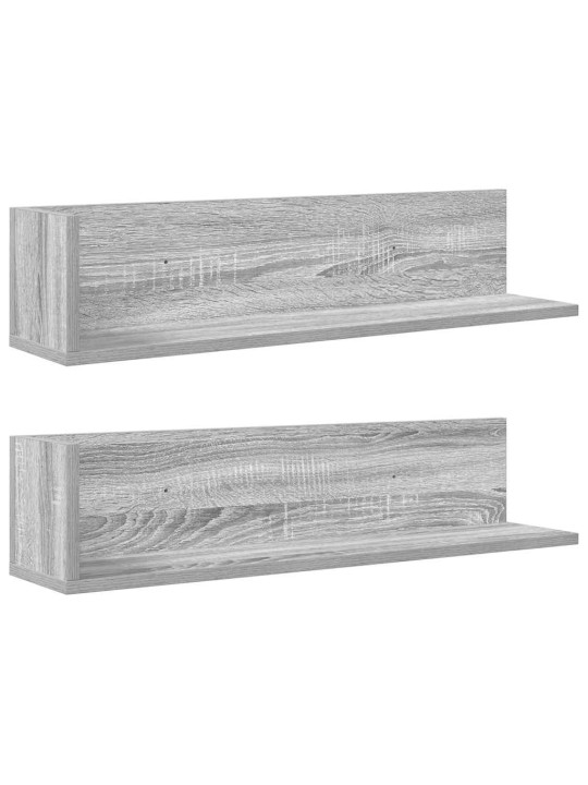 Seinähyllyt 2 kpl harmaa sonoma 75x16,5x16,5 cm engineered wood