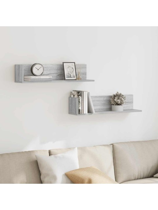 Seinähyllyt 2 kpl harmaa sonoma 75x16,5x16,5 cm engineered wood
