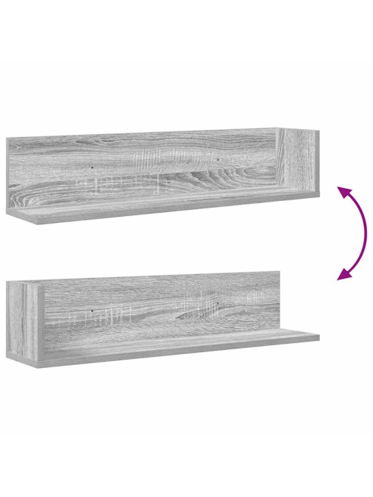 Seinähyllyt 2 kpl harmaa sonoma 75x16,5x16,5 cm engineered wood