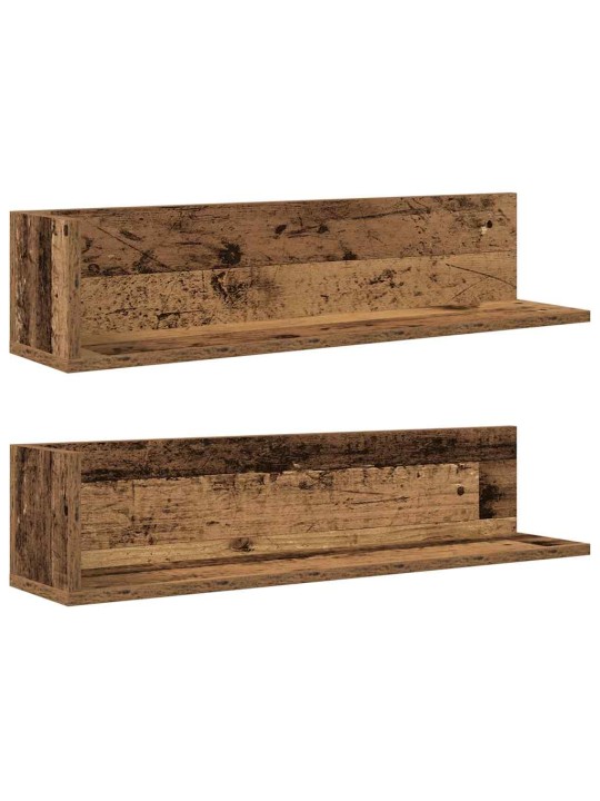 Seinähyllyt 2 kpl vanhaa puuta 75x16,5x16,5 cm tekninen puu