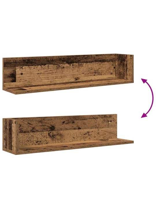 Seinähyllyt 2 kpl vanhaa puuta 75x16,5x16,5 cm tekninen puu