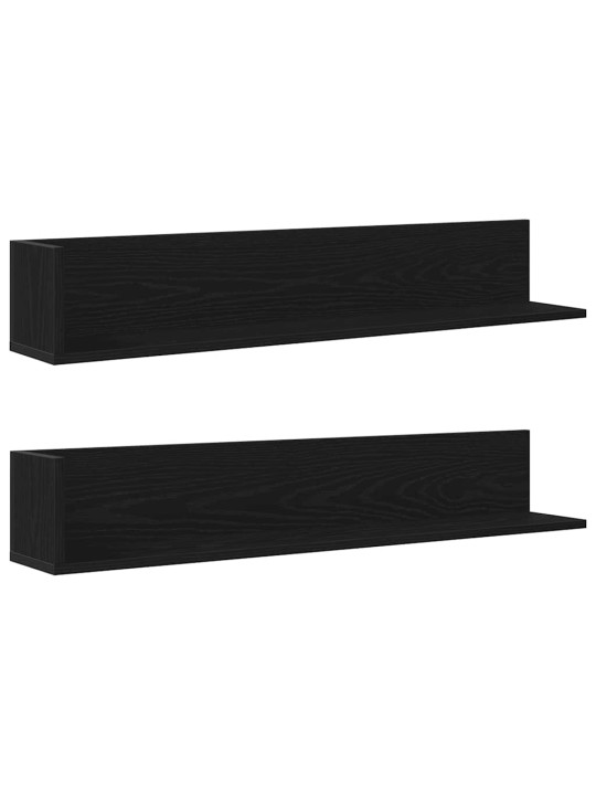 Seinähyllyt 2 kpl musta 100x16,5x16,5 cm tekninen puu