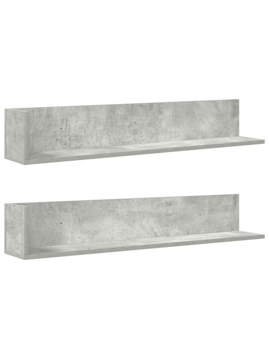 Seinähyllyt 2 kpl betonin harmaa 100x16,5x16,5 cm tekninen puu