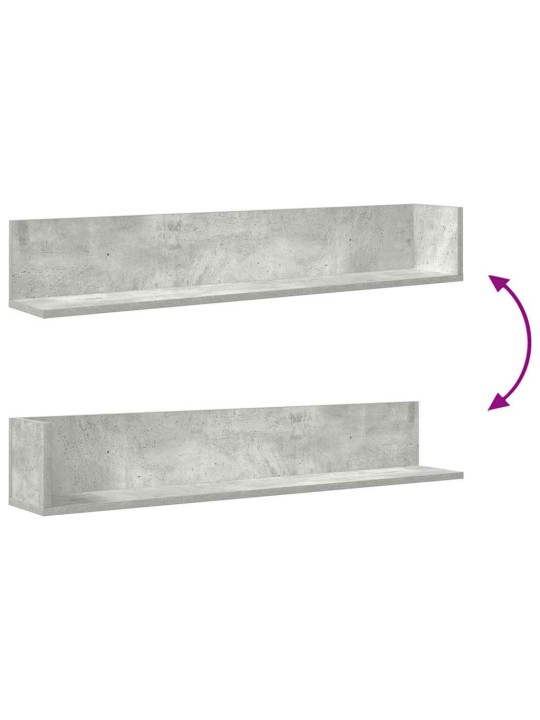Seinähyllyt 2 kpl betonin harmaa 100x16,5x16,5 cm tekninen puu