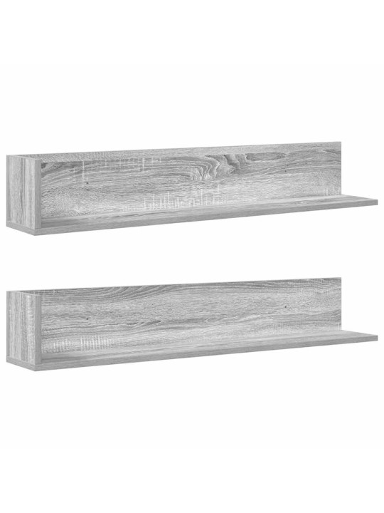 Seinähyllyt 2 kpl harmaa sonoma 100x16,5x16,5cm engineered wood