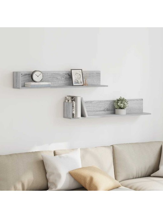 Seinähyllyt 2 kpl harmaa sonoma 100x16,5x16,5cm engineered wood