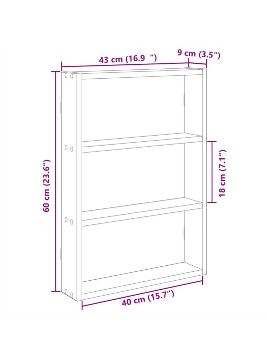 Seinähylly savustettu tammi 43x9x60 cm engineered wood