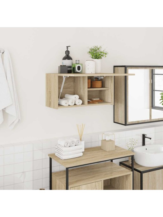 Kylpyhuoneen seinäkaappi sonoma tammi 60x25x30 cm tekninen puu