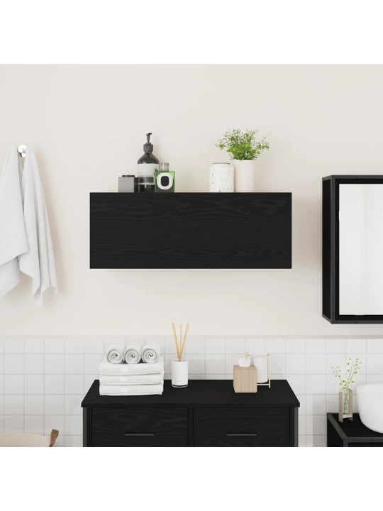 Kylpyhuoneen seinäkaappi musta 80x25x30 cm tekninen puu