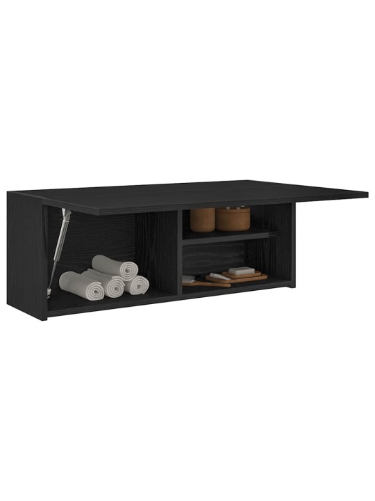 Kylpyhuoneen seinäkaappi musta 80x25x30 cm tekninen puu