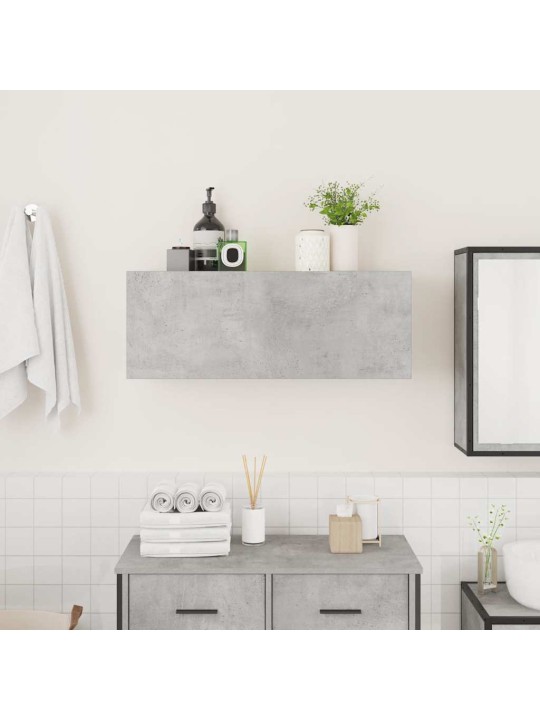 Kylpyhuoneen seinäkaappi betoninharmaa 80x25x30 cm tekninen puu