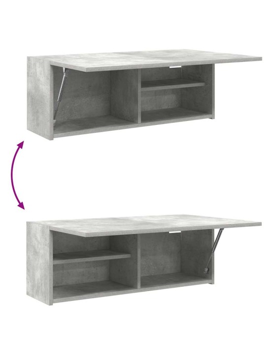 Kylpyhuoneen seinäkaappi betoninharmaa 80x25x30 cm tekninen puu