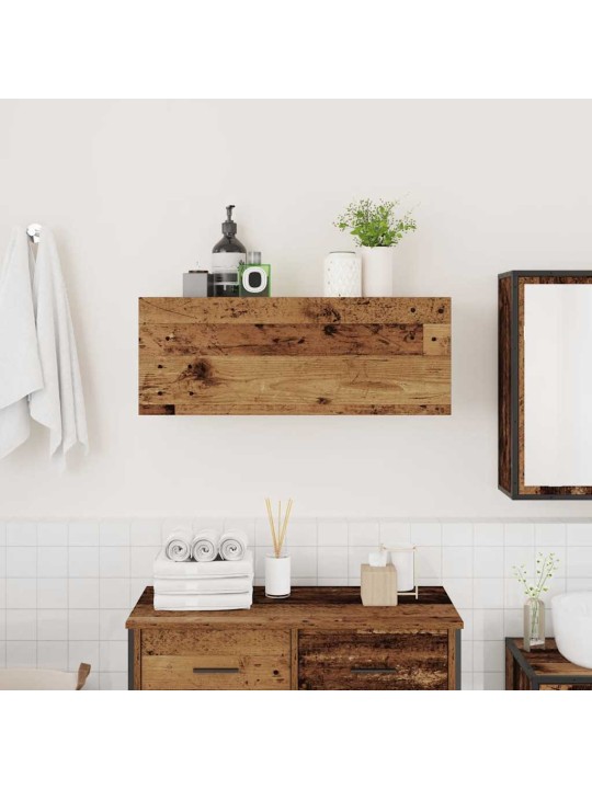 Kylpyhuoneen seinäkaappi vanha puu 80x25x30 cm tekninen puu