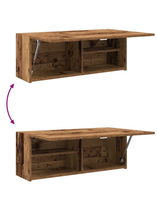 Kylpyhuoneen seinäkaappi vanha puu 80x25x30 cm tekninen puu