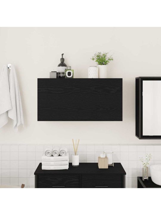 Kylpyhuoneen seinäkaappi musta 80x25x40 cm tekninen puu