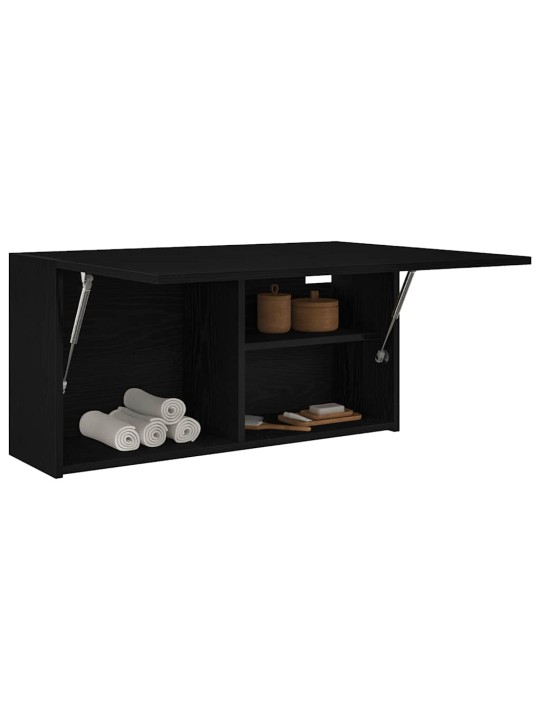 Kylpyhuoneen seinäkaappi musta 80x25x40 cm tekninen puu