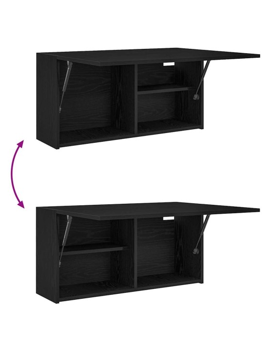 Kylpyhuoneen seinäkaappi musta 80x25x40 cm tekninen puu
