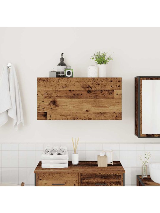 Kylpyhuoneen seinäkaappi vanha puu 80x25x40 cm tekninen puu