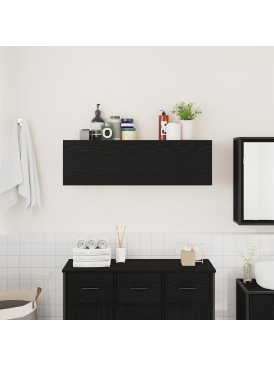Kylpyhuoneen seinäkaappi musta 100x25x30 cm suunniteltu puu