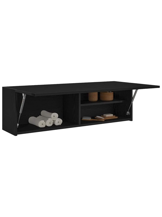 Kylpyhuoneen seinäkaappi musta 100x25x30 cm suunniteltu puu