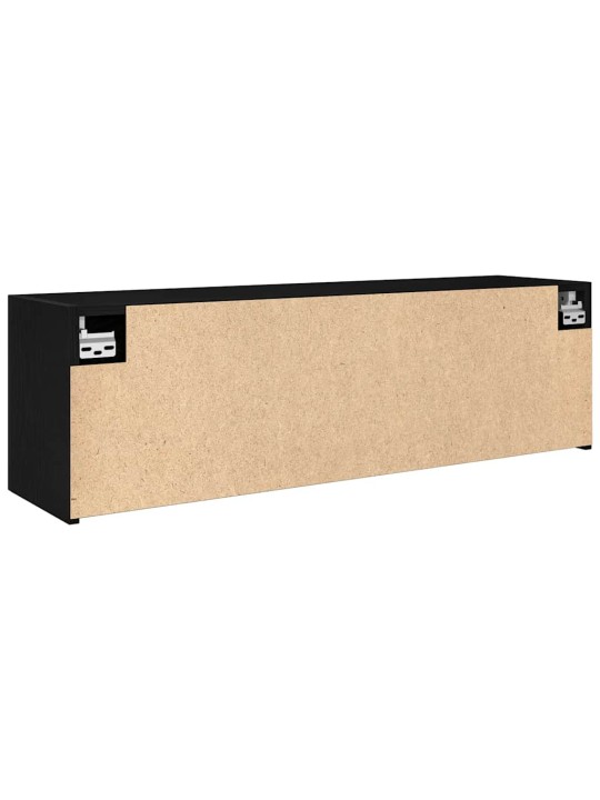Kylpyhuoneen seinäkaappi musta 100x25x30 cm suunniteltu puu
