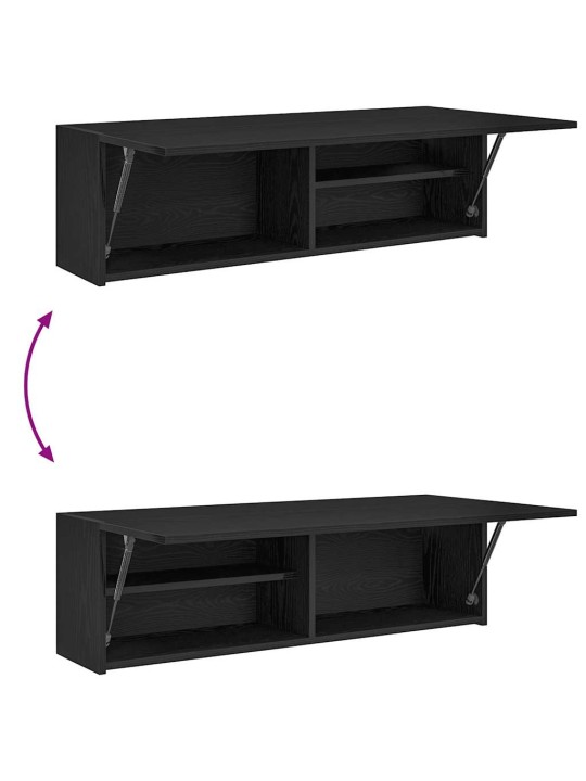 Kylpyhuoneen seinäkaappi musta 100x25x30 cm suunniteltu puu