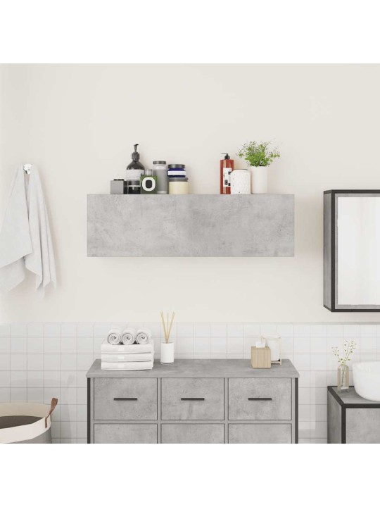 Kylpyhuoneen seinäkaappi betoninharmaa 100x25x30cm tekninen puu