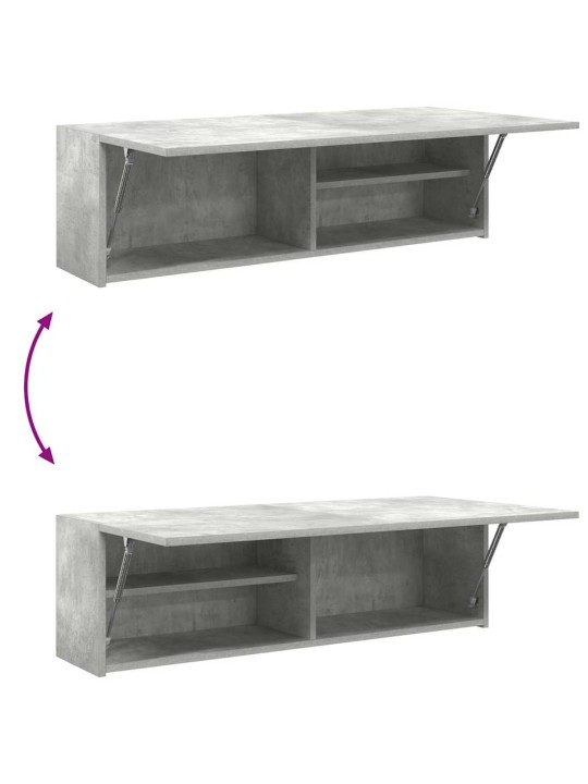 Kylpyhuoneen seinäkaappi betoninharmaa 100x25x30cm tekninen puu