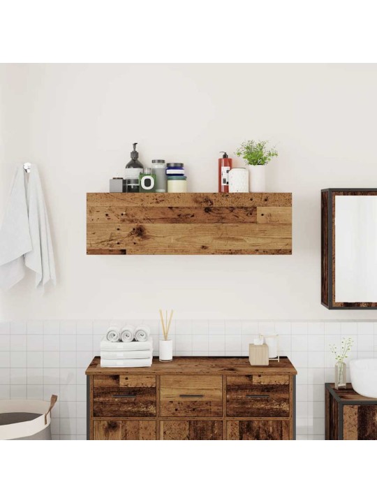 Kylpyhuoneen seinäkaappi vanha puu 100x25x30 cm tekninen puu