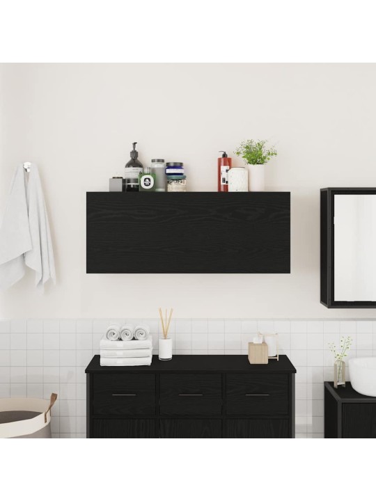 Kylpyhuoneen seinäkaappi musta 100x25x40 cm tekninen puu