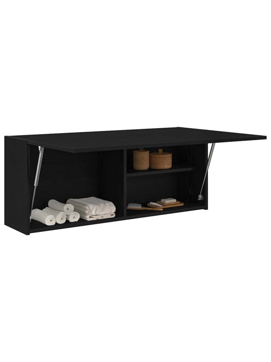 Kylpyhuoneen seinäkaappi musta 100x25x40 cm tekninen puu