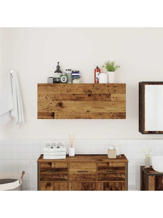 Kylpyhuoneen seinäkaappi vanha puu 100x25x40 cm tekninen puu