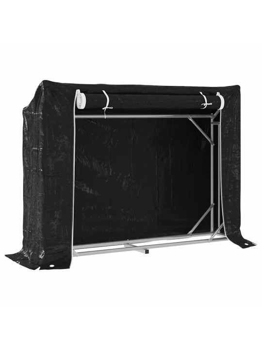 Vidaxl polttopuuteline sadesuojalla 151x40,5x110,5 cm galvanoitu teräs