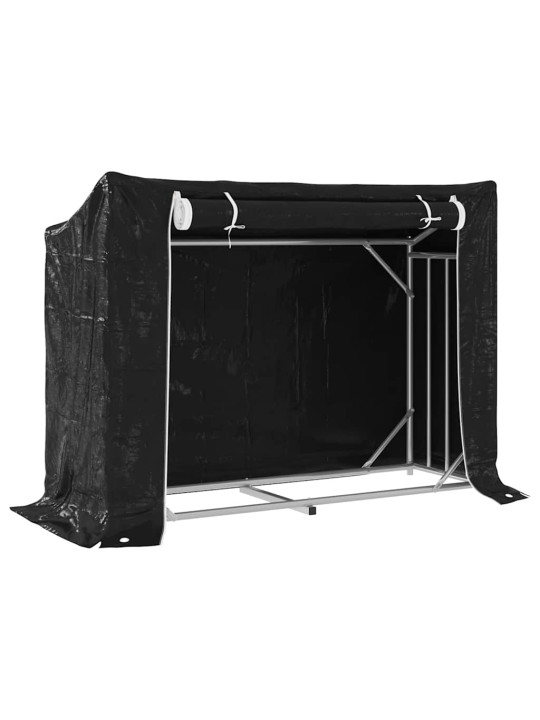 Vidaxl polttopuuteline sadesuojalla 151x60,5x110,5 cm galvanoitu teräs