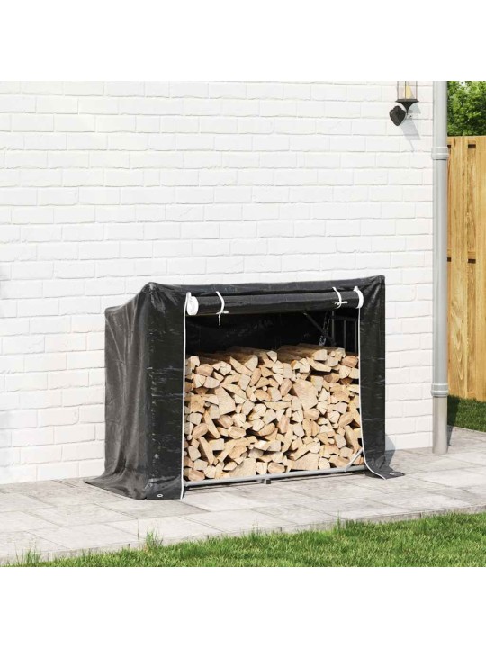 Vidaxl polttopuuteline sadesuojalla 151x60,5x110,5 cm galvanoitu teräs