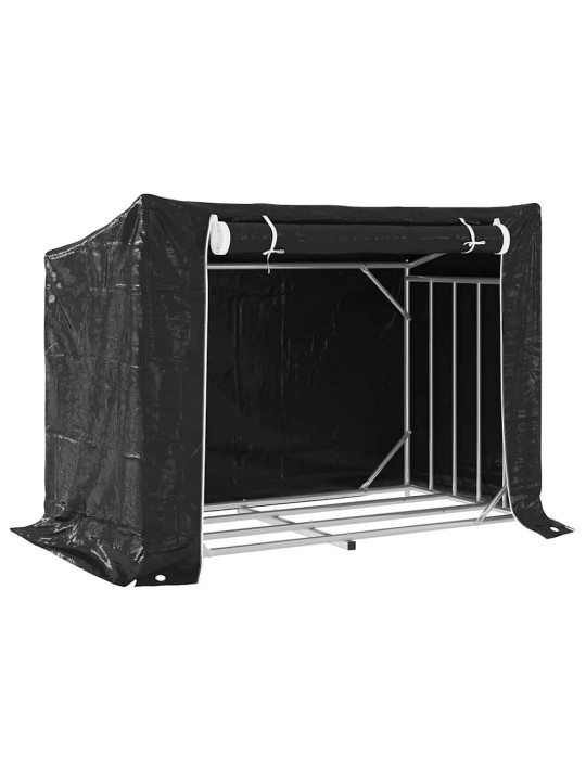Vidaxl polttopuuteline sadesuojalla 151x80,5x110,5 cm galvanoitu teräs