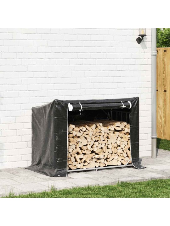 Vidaxl polttopuuteline sadesuojalla 151x80,5x110,5 cm galvanoitu teräs